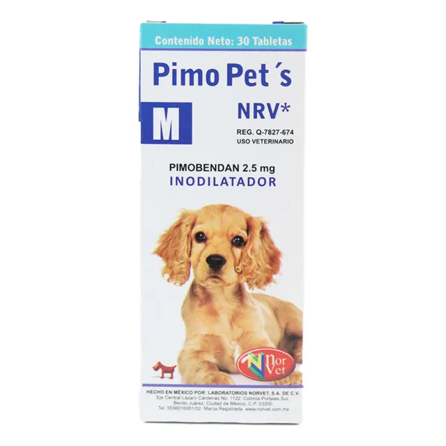 Pimo Pets M 2.5  Pimobendan Perros Norvet. 30 Tabletas
