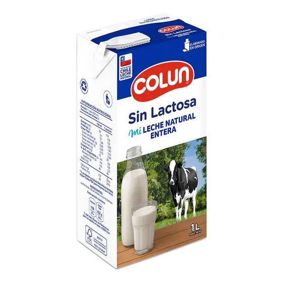 Leche Entera Sin Lactosa Colun Con Tapa 1 L
