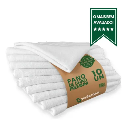 Pano De Chão Grande Branco Alvejado Grosso Pano Para Limpeza Pesada Kit 10 Panos 100% Algodão Super Absorvente Com 10 Unidades De Pano De Chão Grosso 45 Cm X 70 Cm 120g Verdecasa