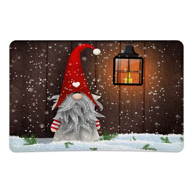 Tapete Franela Suave Navidad Gnomo Papa Noel Lavable