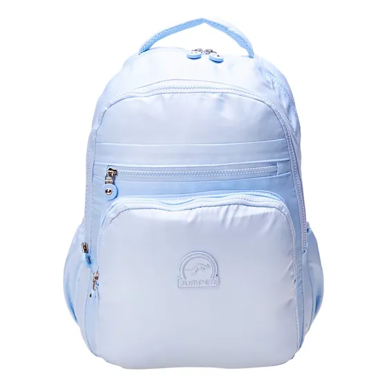 Mochila Juvenil Jumper Nylon Cor Azul claro Desenho do tecido Lisa