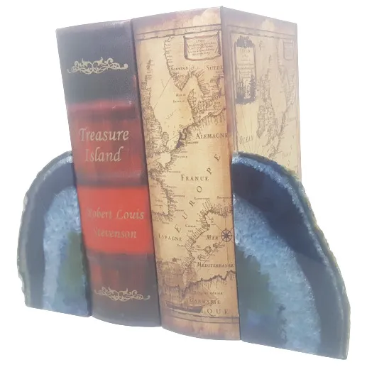 Sujeta Libros De Agata Y Quarzo Azul Oscuro Mod. Blue006
