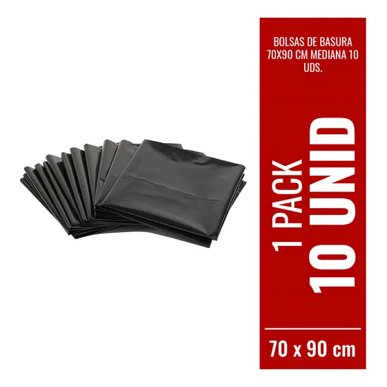 Bolsas De Basura 70x90 Cm Mediana 10 Uds. Negro