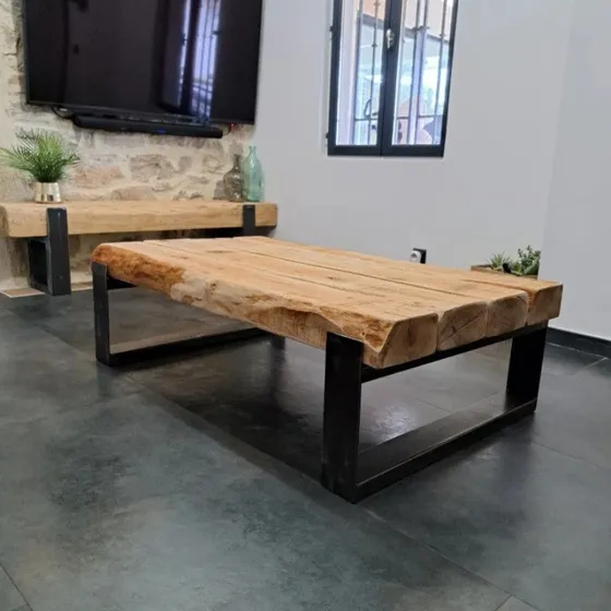 Mesa De Centro Bontempi En Roble Y Metal