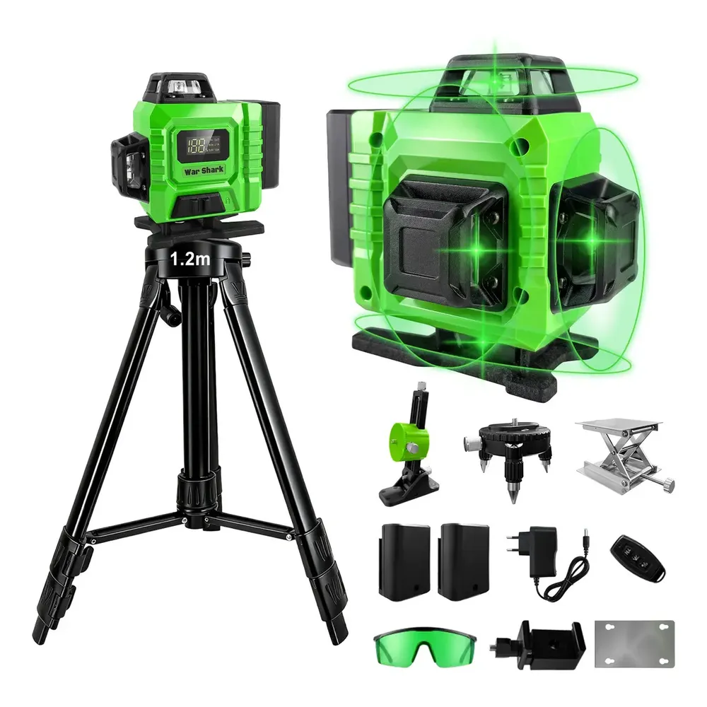 Nível Laser Verde 16 Linhas War Shark 2 Bateria+1.2m Tripé