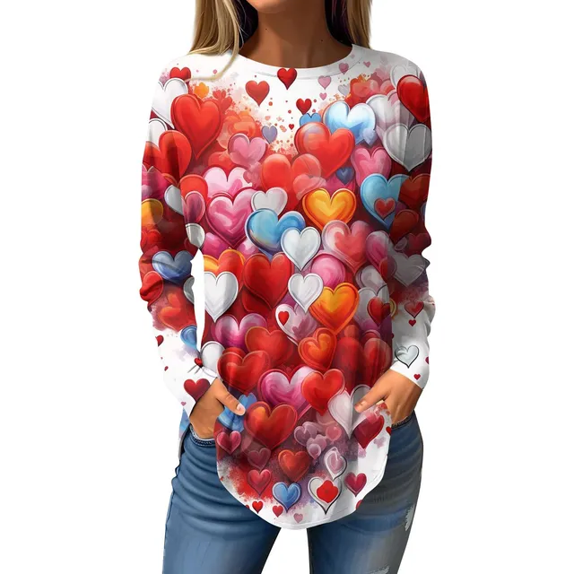 Linda Camiseta Para Mujer Tunica Manga Larga Estampado Tops