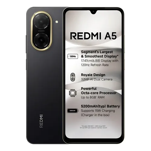 スマートフォン本体 Redmi A5 Black 4/128 Redmi A5 Dual Sim 128gb 8gb Ram Cor Preto | Frete grátis