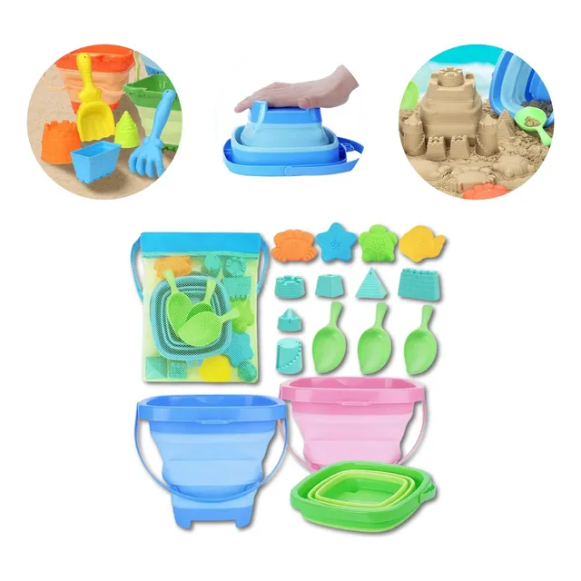 Juego De Playa Plegable Balde Pala Y Moldes Para Arena