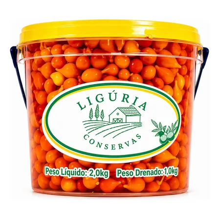 Pimenta Biquinho Em Conserva 2kg Balde Inteira Em Salmoura