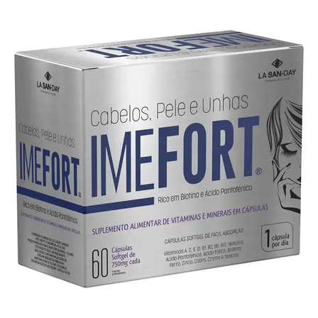 Suplemento Alimentar Imefort Cabelos, Pele e Unhas - 60 Cápsulas - La San Day