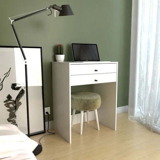 Mueble Maquillador Tocador Escritorio Con Espejo Manicura Esmaltero Color Blanco Everest