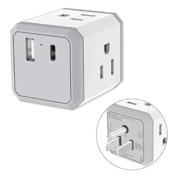 Cubo Contacto Enchufe Multicontacto 4 Salidas 1 Usb 1 Tipo C