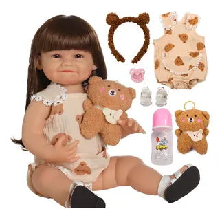 Brastoy Boneca Bebê Reborn Menina 48cm Silicone Pode Tomar Banho Pintada Realista-IGUA