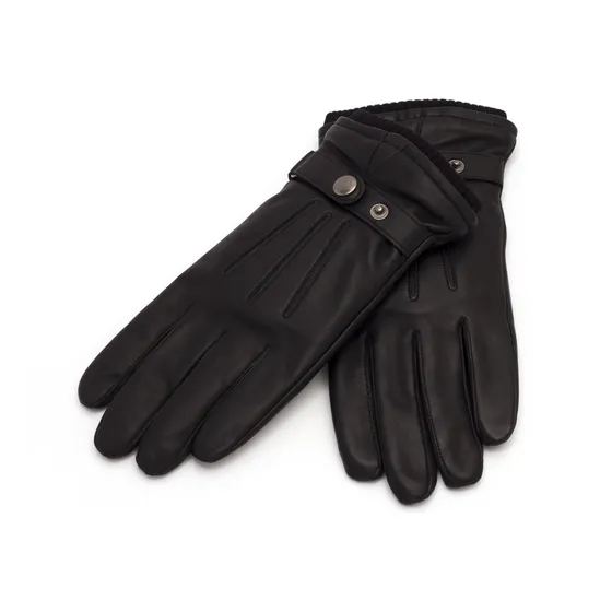 Guantes De Cuero Hombre Invierno Con Puño Tejido Y Broche