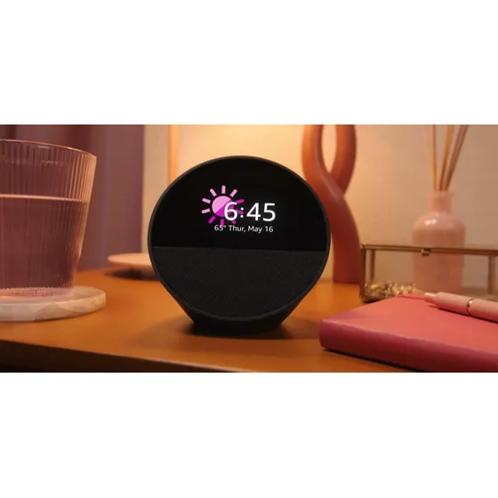 Amazon Negro Echo Spot 2024 Despertador Inteligente + Sonido