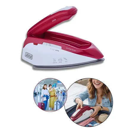 Ferro De Viagem Black+decker Portátil Bivolt A Vapor P Roupa Rosa
