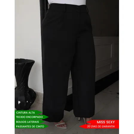 Calça Alfaiataria Plus Size Feminina Wide Leg Social Premium