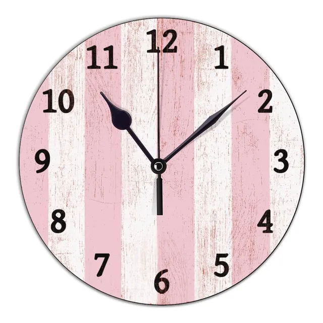Reloj Pared Silencioso Tictac Raya Rosada Blanca Estilo Para