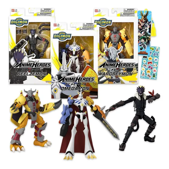 Mega Set 3 Figuras Digimon Wargreymon Omegamon Bandai Anime