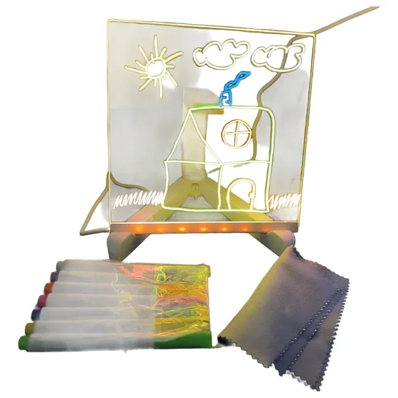 Pizarra Magica 15x15 Cm Luz Led Usb Acrilica Luminosa Viral