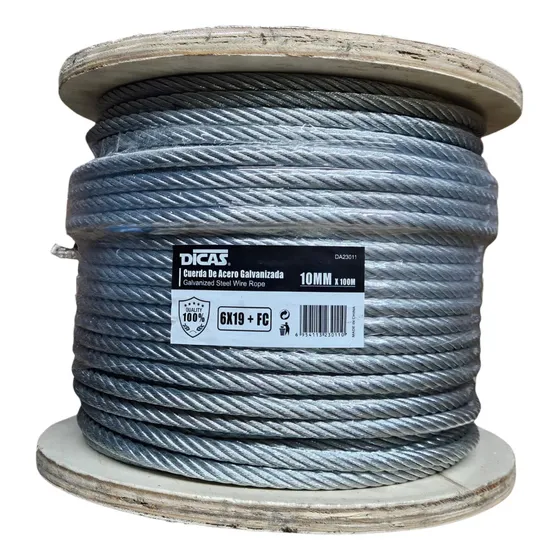 Piola Cable De Acero 10 Mm 100 Metros Galvanizado