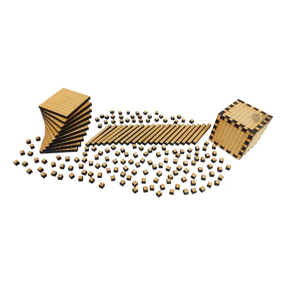 Multibase Madera 150 Pzas + Cubo De Mil - Sumar Y Restar