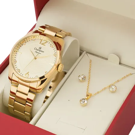 Relógio Mulher Champion Original Analógico Dourado Cn27607w Dourado