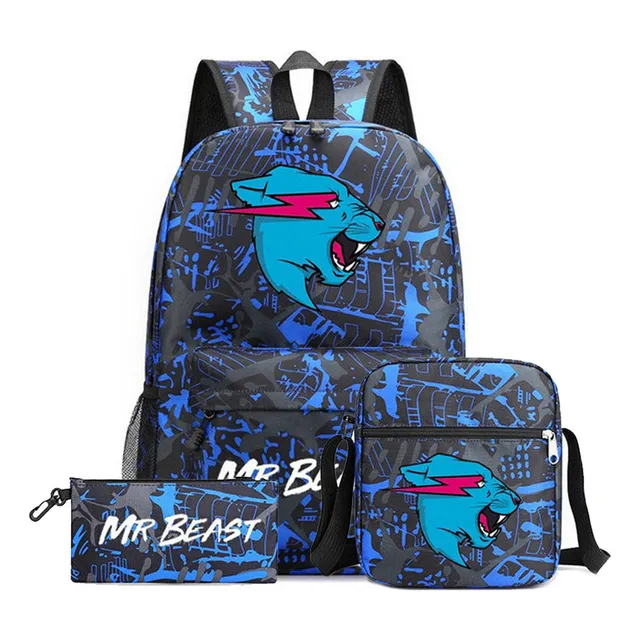 Mochila Escolar Mr Beast Lightning Cat Para Meninos E Menina