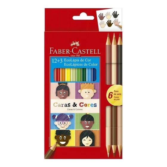 Faber Castell 12 Cores + 6 Tom de pele
