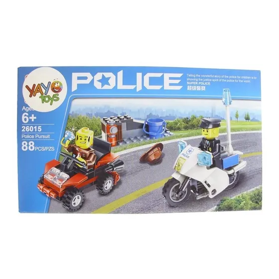 Armable 88 Piezas Moto Patrulla Policia Y Ladrón (2 En 1)