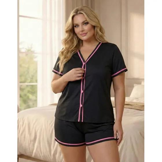Pijama Feminino Blogueira Botões Amamentação Americano