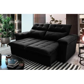 SofĂĄ RetrĂĄtil ReclinĂĄvel Verona 1,80m Suede Velut Preto Molas No Assento King House Premium SofĂĄ RetrĂĄtil ReclinĂĄvel Verona 1,80m Suede Velut Preto Molas No Assento King House Premium