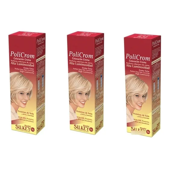 3 Tinturas Policrom Silkey Coloración Crema 47 Gr Tono Indicar tono por mensaje