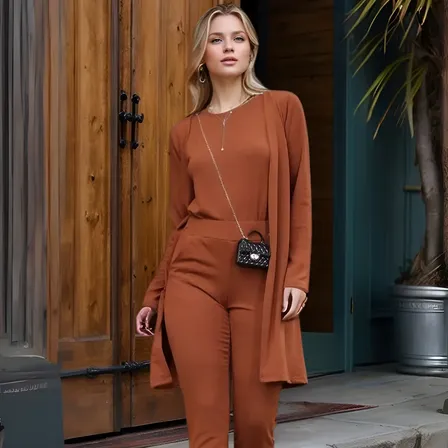 Conjunto Lanzinha Blusa Calça Cardigan Presente Dia Das Mães