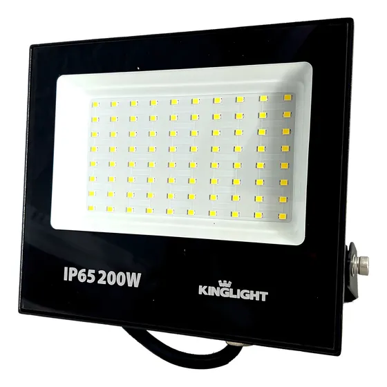 Refletor 200w Led Branco Frio 6500k Ip65 16000lm Kinglight Carcaça Preto Luz Branco-frio