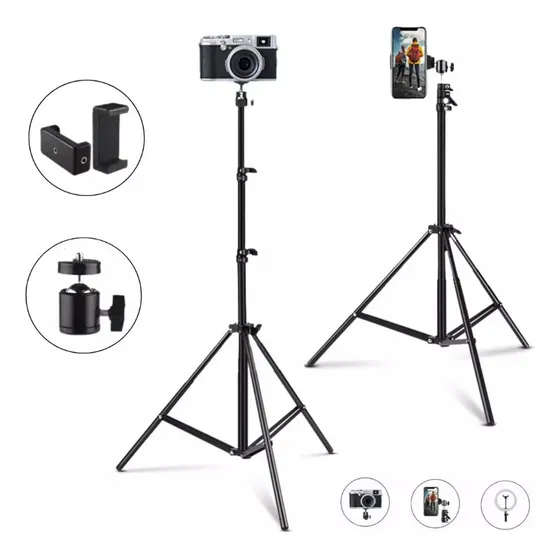 Tripé Grande 2,1m Encaixe 1/4 + Suporte Celular + Ball Head