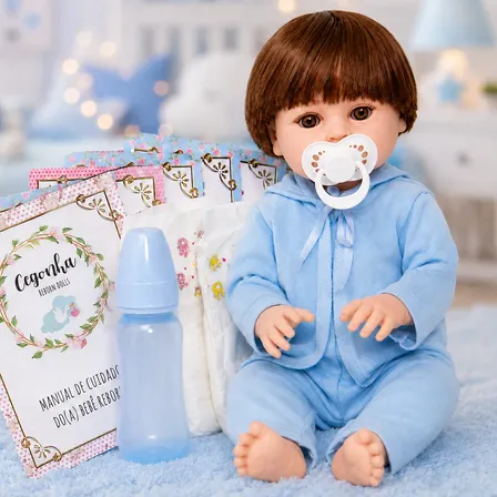 Boneco Bebê Reborn Menino 100% Silicone Principe Acessórios