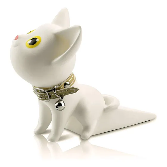 Tapon Puerta Decorativo Gato Titular Animal Cuña Blanco