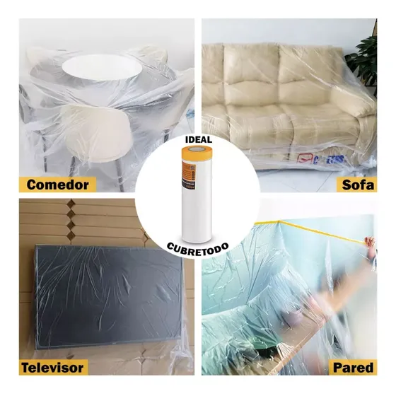 Rollo De Plástico Protector Con Cinta Adhesiva