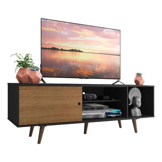 Rack Madesa Dubai Para Tv Até 65 Polegadas Com Pés 03 Cor Preto/rustic/rustic Rack Madesa Dubai Para Tv Até 65 Polegadas Com Pés 03 Cor Preto/rustic/rustic