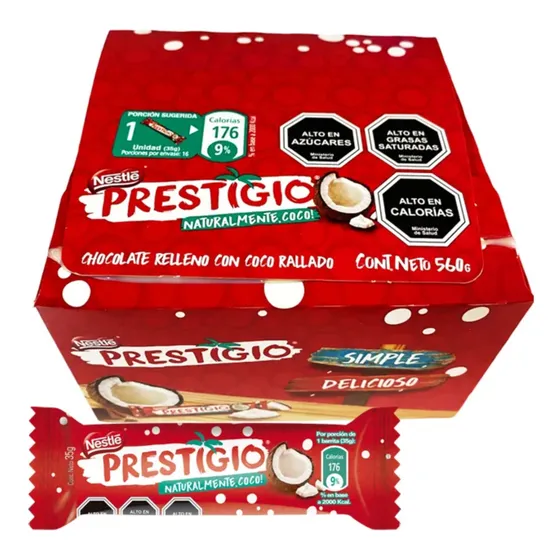 Prestigio De Nestle Chocolate Relleno De Coco (caja Con 16u)