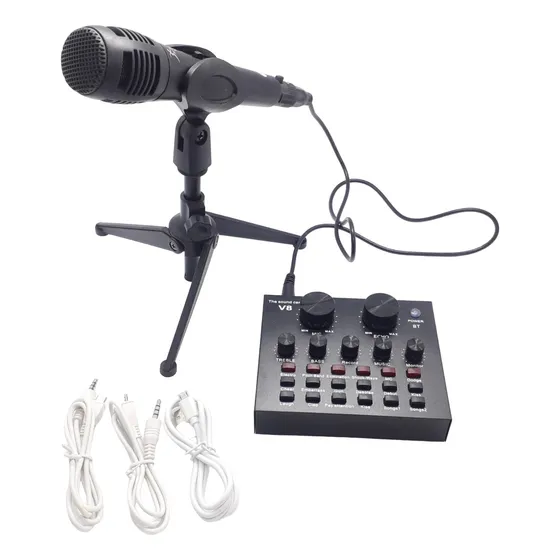 V8 Placa Som Áudio Conjunto Interface Live Online Tiktok