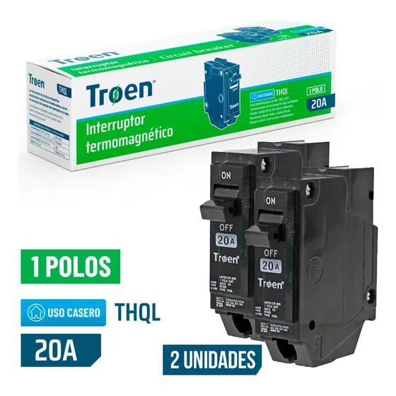 2 Breaker Empotrar 1polo 20amp Thql Corta Corriente 120/240v