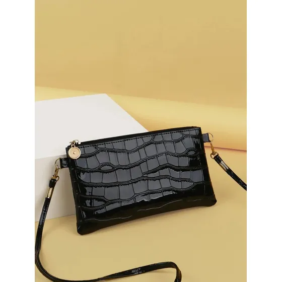 Cartera Bandolera Con Relieve De Cocodrilo