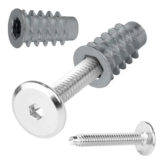 Tornillo Union Con Inserto De Madera Muebles 4 Cm 100 Piezas