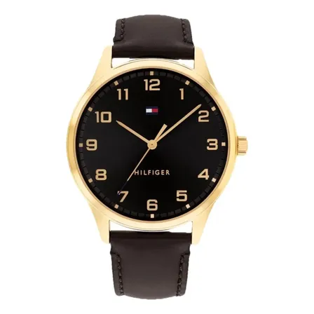 Relógio Tommy Hilfiger Th Essentials Masculino Em Couro Pret Preto