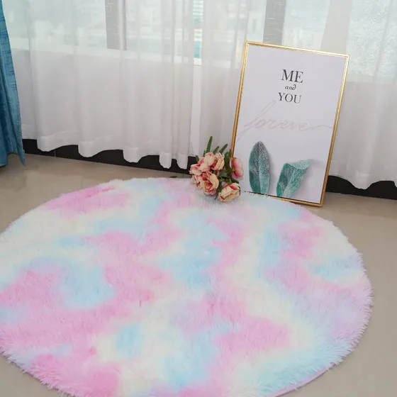 Concus-t Alfombra Arcoiris Para Dormitorio Niña Redonda 4