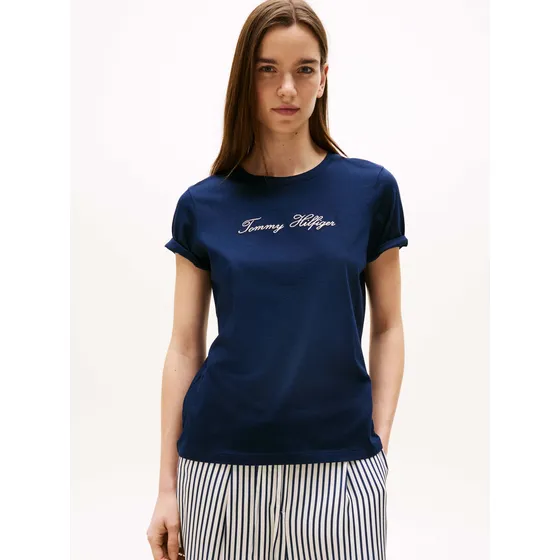 Playera De Cuello Redondo Azul Tommy Hilfiger Para Mujer