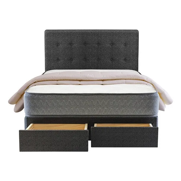 Juego De Dormitorio Forli 2 Plz+colchón+cajones+cabecera+alm Color Gris Oscuro