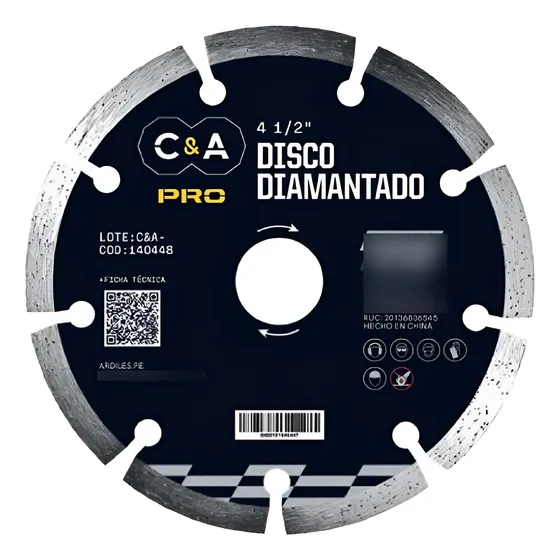 Disco Corte Diamantado Segmentado Concreto 4 1/2''  Esmeril